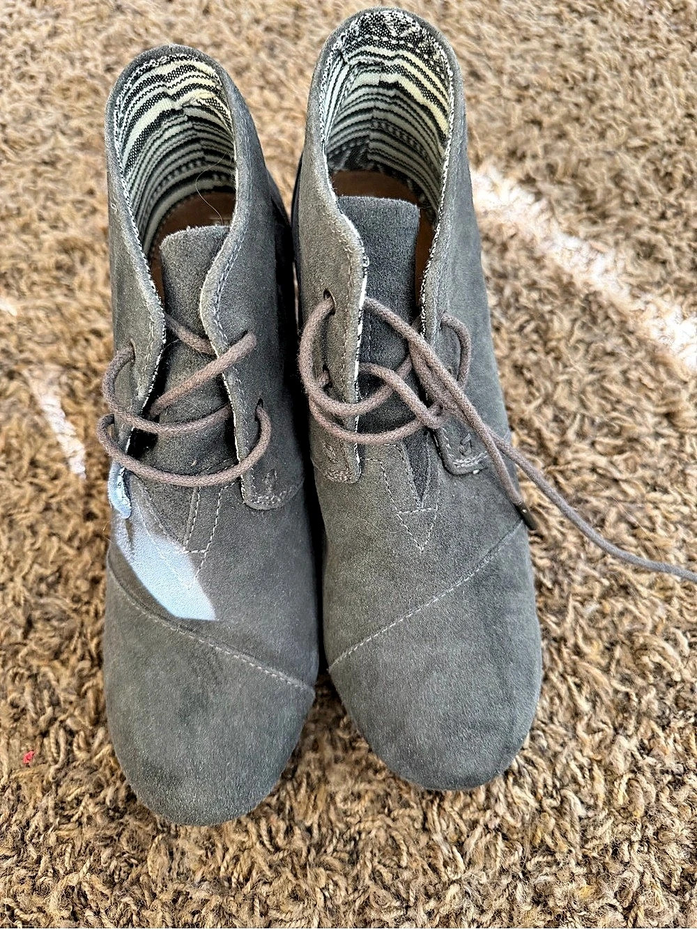 TOMS Desert Wedge Bootie Gray Ankle Boots US 9 W